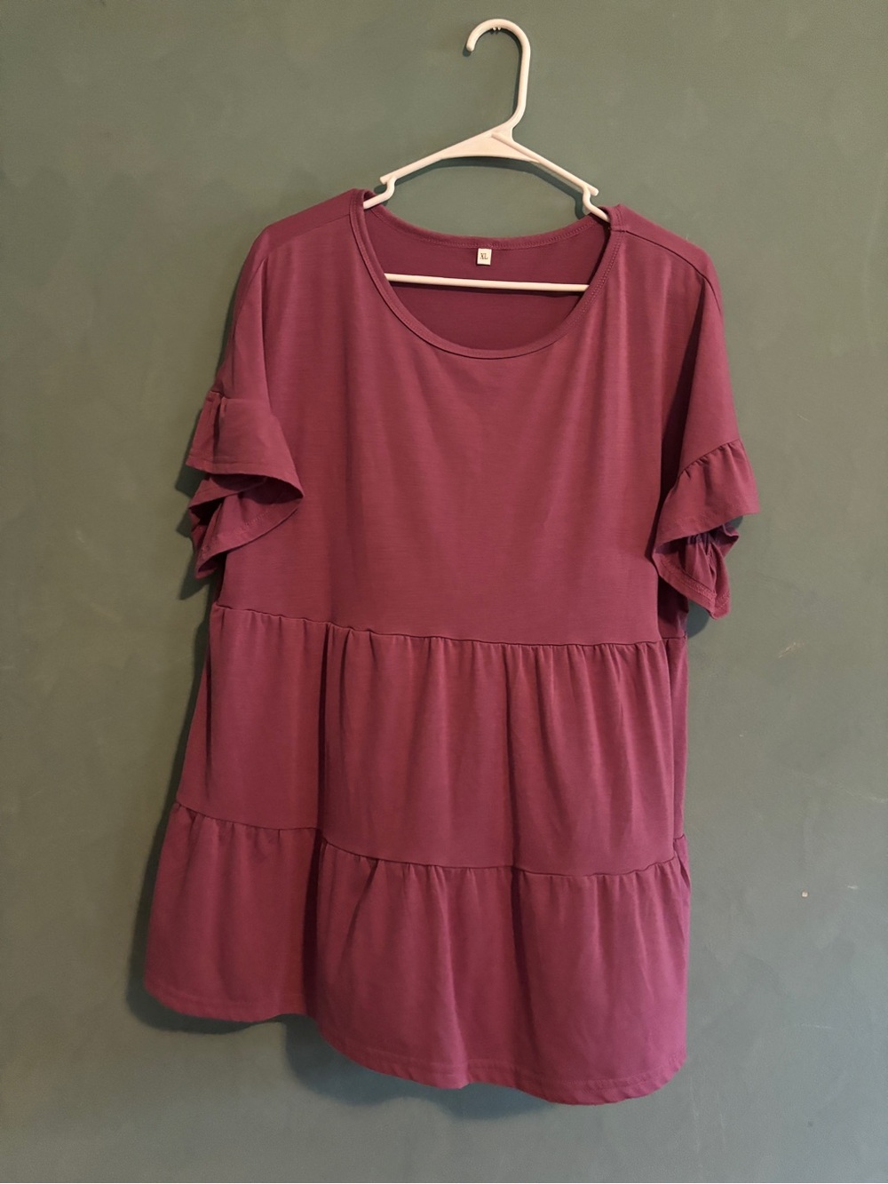 Amazon Women's Tiered Ruffle Sleeve Tunic Top - Plum